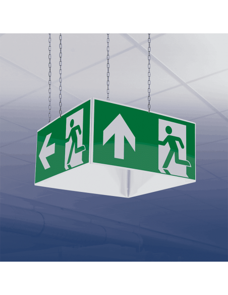 Nooduitgang kubus boven, rechts, links