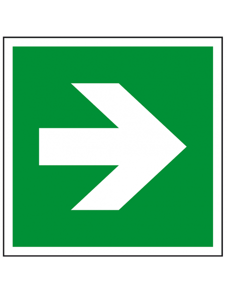 Nooduitgang bord richtingspijl, 150 x 150 mm