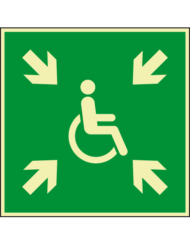 Extra lichtgevend verzamelplaats bord invaliden - aluminium - E024, groen wit, vierkant