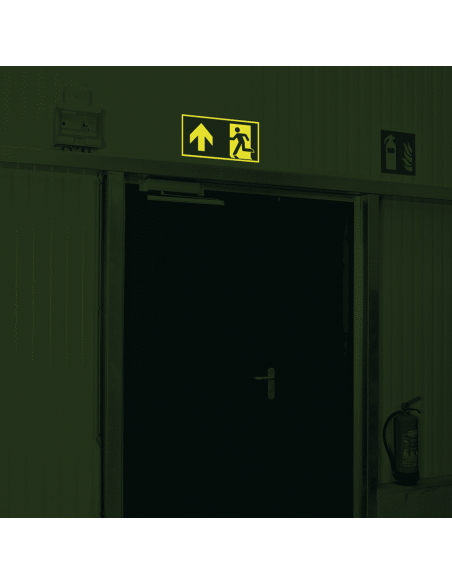 Extra lichtgevend nooduitgang bord pijl boven - aluminium - E001, groen wit, rechthoekig