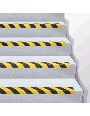 Anti slip trapneus, geel zwart, 30 x 70 x 1000 mm