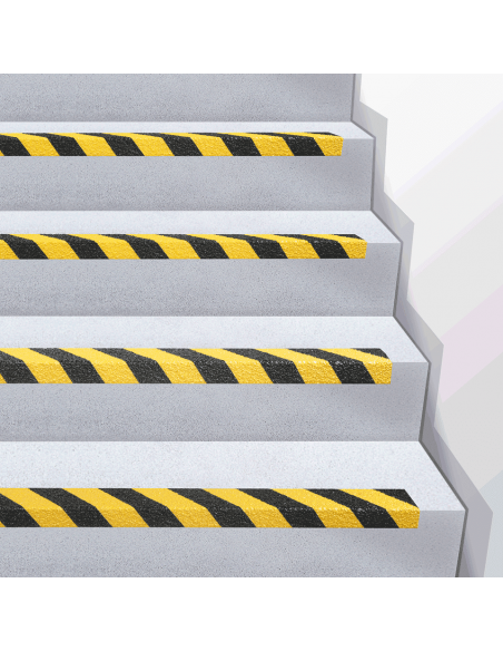 Anti slip trapneus, geel zwart, 30 x 70 x 1000 mm