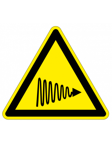 Waarschuwingsbord UV-straling, geel zwart, uv straling symbool, driehoek