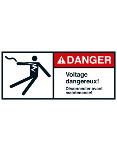 RIWO - DANGER Voltage dangereux, 45 x 100 mm