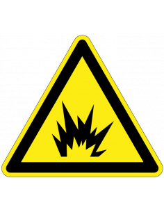 Waarschuwingsbord vlamboog explosie, geel zwart, vlamboog explosie symbool, driehoek