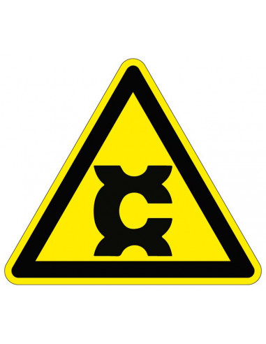 Waarschuwingsbord carcinogene stoffen, geel zwart, carcinogeen symbool, driehoek