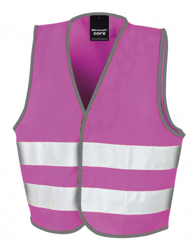Veiligheidshesje kind met reflecterende strepen roze