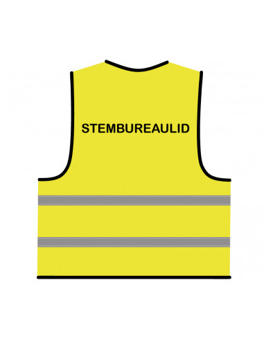 Stembureaulid veiligheidshesje geel met zwarte opdruk