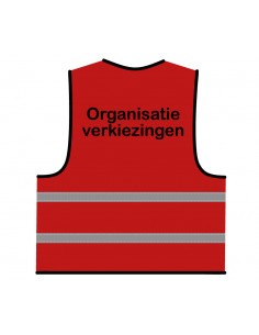 Organisatie verkiezingen veiligheidshesje rood met zwarte bedrukking