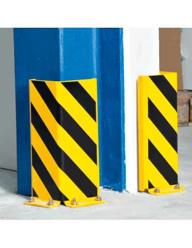 Aanrijbeveiliging L-vorm, voor bodemmontage met strepen