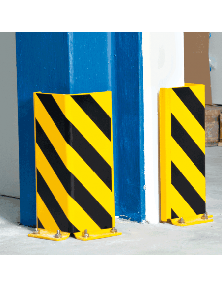 Aanrijbeveiliging L-vorm, voor bodemmontage met strepen