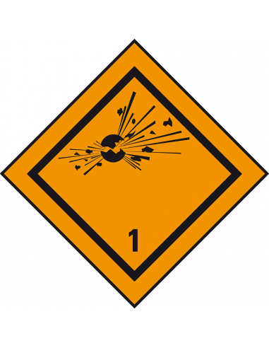 ADR klasse 1 sticker explosieve stoffen, zeewaterbestendig op rol