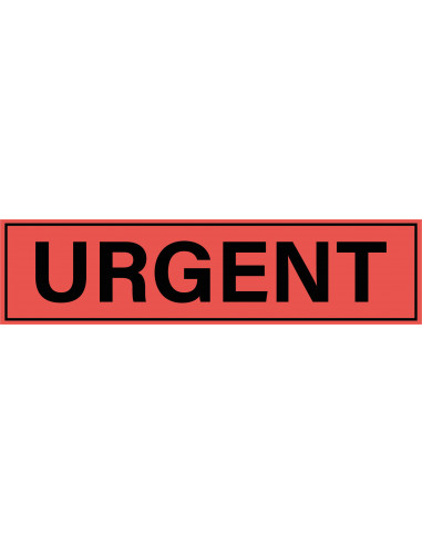 Urgent sticker op rol, oranje zwart, rechthoekig, tekst urgent