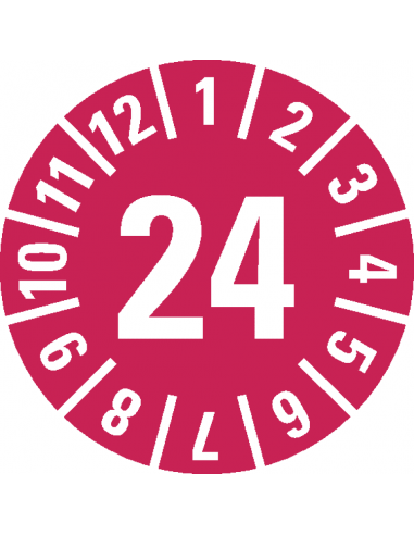 Keuringssticker jaartal '24, Ø15, 420/boekje voorbeeld sticker