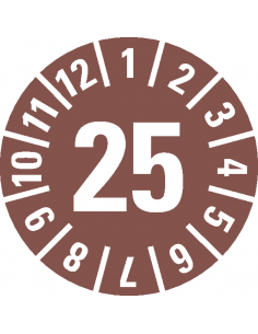 Keuringssticker jaartal '25, Ø15, 420/boekje sticker voorbeeld