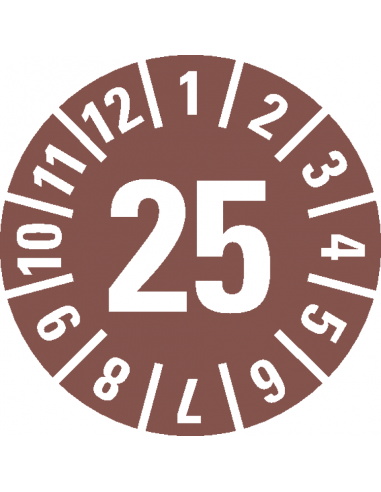 Keuringssticker jaartal '25, Ø15, 420/boekje sticker voorbeeld