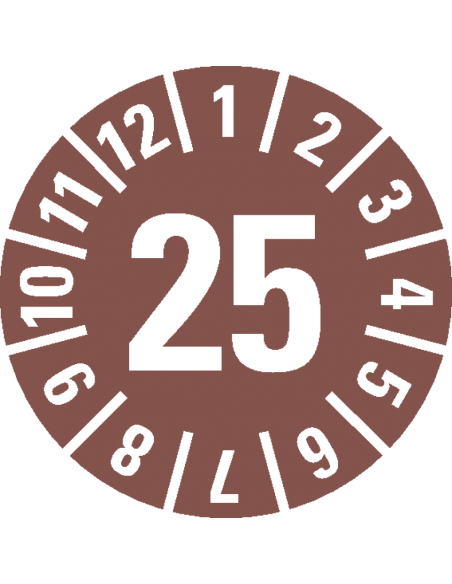 Keuringssticker jaartal '25, Ø15, 420/boekje sticker voorbeeld