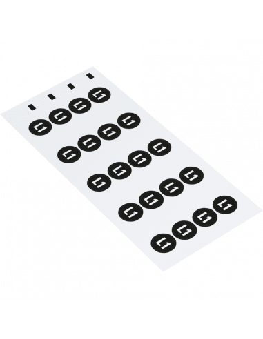 Fase L1 geleider sticker, vel, zwart wit kaart van 20 stickers