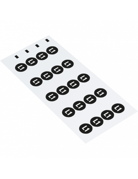 Fase L1 geleider sticker, vel, zwart wit kaart van 20 stickers