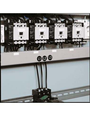 Fase L1, L2 en L3 geleider sticker, vel, zwart wit