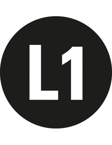 Fase L1 geleider sticker, vel, zwart wit