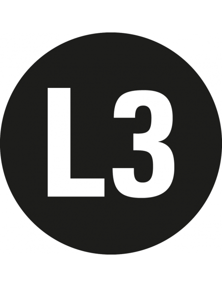 Fase L3 geleider sticker, vel, zwart wit