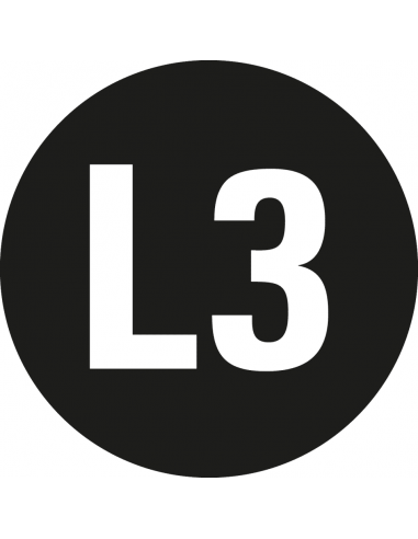 Fase L3 geleider sticker op rol, zwart wit