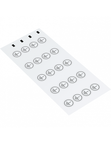 Beschermende aarding sticker, vel, wit zwart kaart van 20 geleider stickers