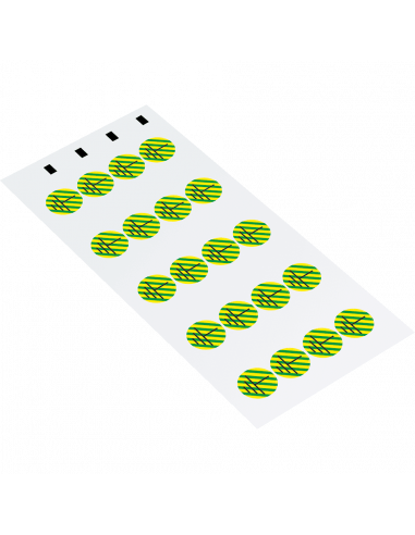 Beschermende aarde geleider sticker, vel, groen geel 20 stuks op kaart