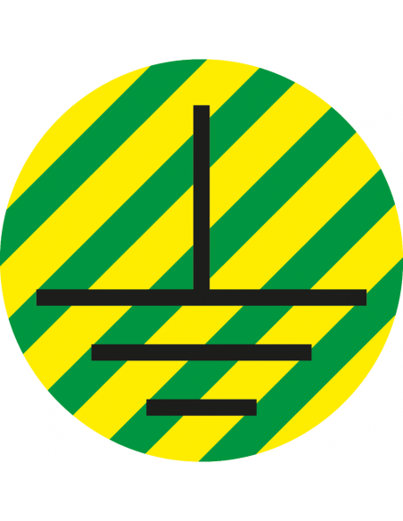 Beschermende aarde geleider sticker, groen geel