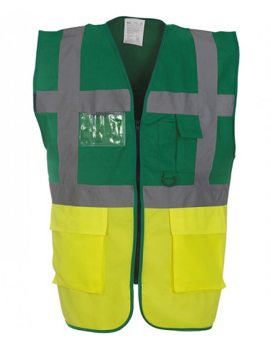 Veiligheidshesje met rits donkergroen, geel kopen?