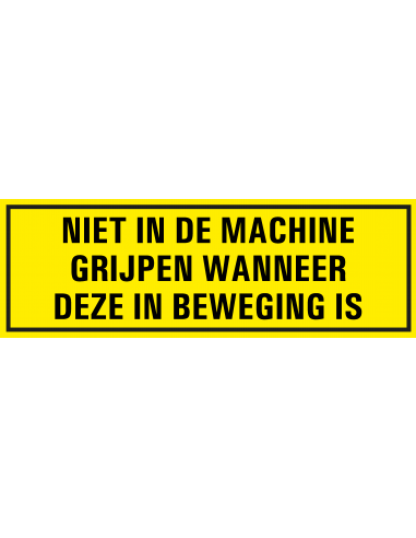 Niet in de machine grijpen bord met tekst, kunststof