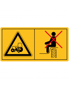 Combinatie-etiket niet boven wiel zitten, valgevaar tractor, geel zwart