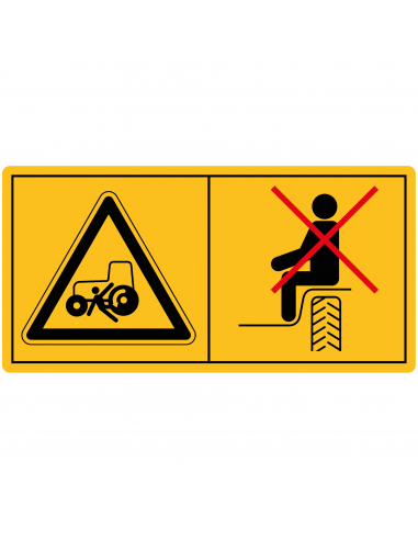 Combinatie-etiket niet boven wiel zitten, valgevaar tractor, geel zwart