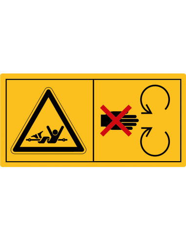 Combinatie-etiket niet blijven in het gebied van de aandrijfas, verwondingsgevaar, geel zwart