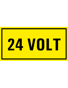 24 volt sticker, geel zwart, rechthoekig