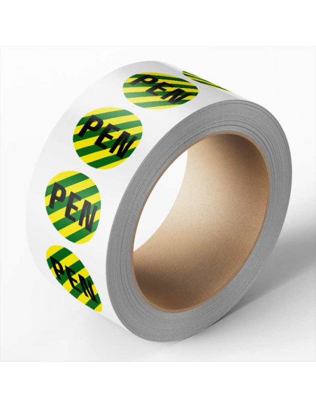 Beschermende PEN geleider sticker op rol, groen geel