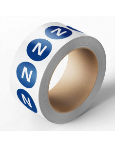 Neutrale geleider sticker op rol, blauw wit