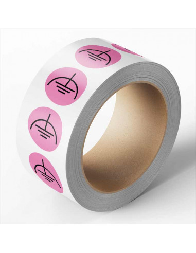 Laagspanning aarde sticker op rol, roze zwart