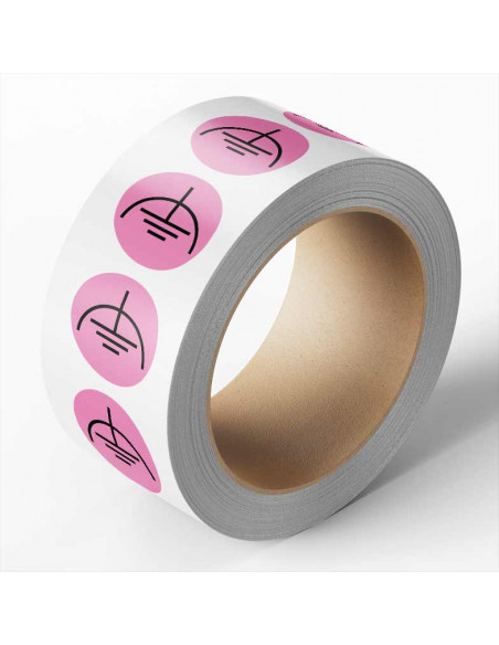 Laagspanning aarde sticker op rol, roze zwart