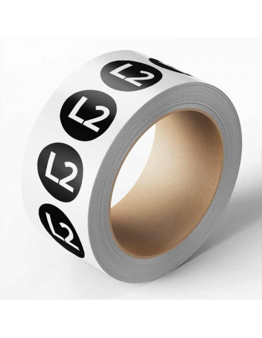 Fase L2 geleider sticker op rol, zwart wit