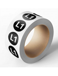 Fase L1 geleider sticker op rol, zwart wit