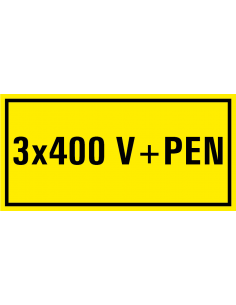 3 x 400 v+pen sticker, geel zwart, rechthoekig
