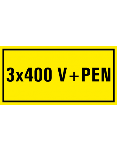 3 x 400 v+pen sticker, geel zwart, rechthoekig