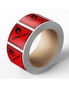 ADR klasse 3 sticker met tekst, zelfklevend papier, 1000 op rol, rood zwart