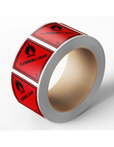 ADR klasse 3 sticker met tekst, zelfklevend papier, 1000 op rol, rood zwart