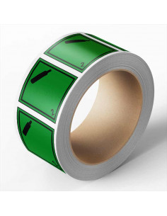 ADR klasse 2.2 sticker, zelfklevend papier, 1000 op rol, groen zwart, vierkant