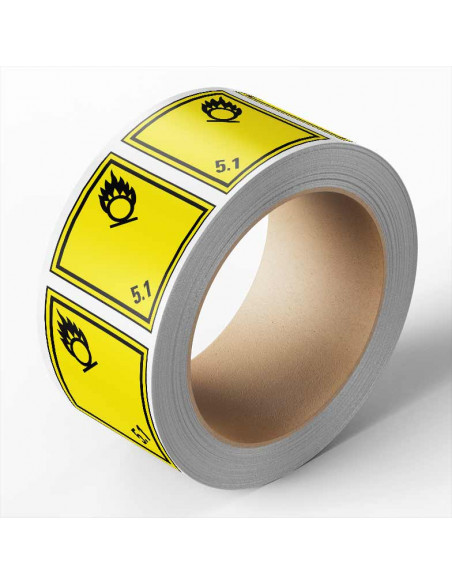 ADR sticker klasse 5.1 oxiderende stoffen, zeewaterbestendig op rol