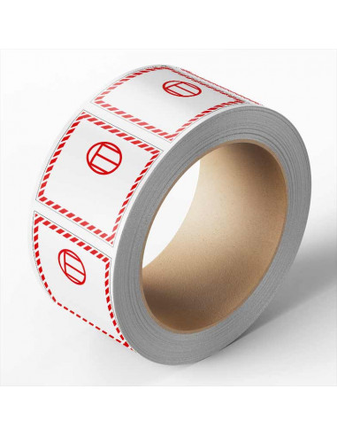 ADR sticker vrijgestelde hoeveelheden, zelfklevend papier, 1000 op rol, rood wit, vierkant