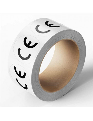 CE-label, rond, 1000 stuks per rol, wit zwart, keurmerk